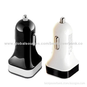 Beautiful Dual-USB Car Charger with High-quality, Output Range of 5.0V-2,100mA